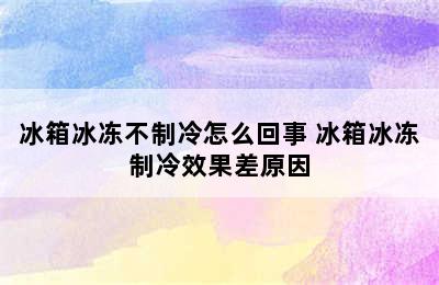 冰箱冰冻不制冷怎么回事 冰箱冰冻制冷效果差原因